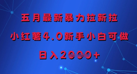 五月最新暴力拉新拉，小红薯4.0新手小白可做，日入多张-优品网赚资源库