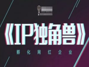IP独角兽,孵化网红企业,ip教程-优品网赚资源库
