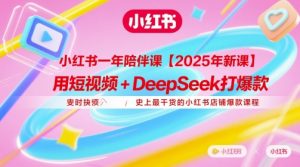 小红书一年陪伴课【2025年新课】，用短视频+deepSeek打爆款，史上最干货的小红书店铺爆款课程-优品网赚资源库