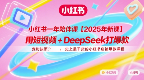小红书一年陪伴课【2025年新课】，用短视频+deepSeek打爆款，史上最干货的小红书店铺爆款课程-优品网赚资源库