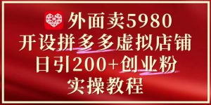 外面卖5980开设拼多多虚拟店铺：单日引流200+创业付费粉实战教程-优品网赚资源库