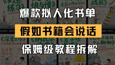最新爆款拟人化书单玩法，假如书籍会说话，保姆级教程-优品网赚资源库