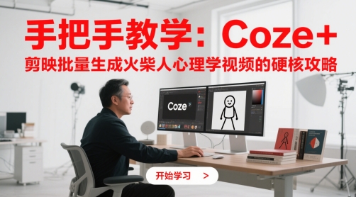 手把手教学:Coze + 剪映批量生成火柴人心理学视频的硬核攻略-优品网赚资源库