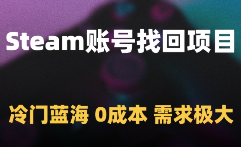 Steam账号找回项目,冷门蓝海,0成本,需求极大-优品网赚资源库
