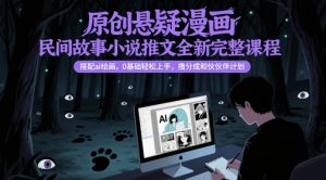 原创悬疑漫画民间故事小说推文全新完整课程， 搭配ai绘画，0基础轻松上手，撸分成和伙伴计划-优品网赚资源库
