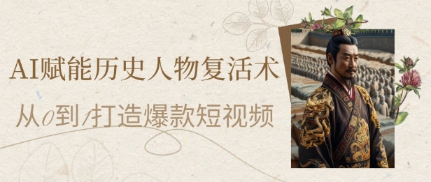 AI赋能历史人物复活术：从0到1打造爆款短视频，7天涨粉10W，小白也能月入过1W-优品网赚资源库