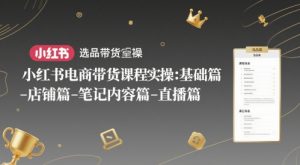 小红书电商带货课程实操:基础篇-选品篇-店铺篇-笔记内容篇-直播篇-优品网赚资源库