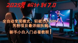 2025男粉计划7.0，全自动变现模式，轻松日入5张+，新手小白必看课程-优品网赚资源库