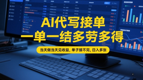 AI代写接单,一单一结多劳多得,当天做当天见收益,单子接不完,日入多张【全网最全实操课程】-优品网赚资源库