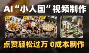 爆款1000W+播放微缩景观迷你小人国AI视频0成本制作全流程教学-优品网赚资源库