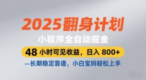 2025翻身计划，小程序全自动掘金，48小时可见收益，日入8张+，长期稳定靠谱，小白宝妈轻松上手【揭秘】-优品网赚资源库