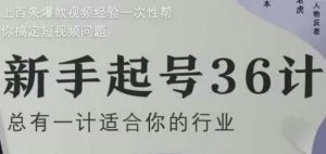 新手起号36计2.0,四年行业沉淀,上百条爆款视频经验一次性帮你搞定短视频问题-优品网赚资源库
