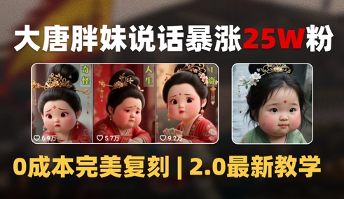 AI大唐胖贵妃说话2.0，40条视频暴涨40w粉，附独家变现攻略-优品网赚资源库