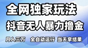 全网独家玩法,抖音无人暴力撸金,月入3W,全自动运行,当天拿结果,可矩阵【揭秘】-优品网赚资源库