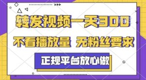 转发视频一天3张+，正规平台放心做，不看播放量，无粉丝要求，随时随地挣收益【揭秘】-优品网赚资源库