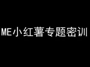 ME小红薯专题密训-小红书电商教程-优品网赚资源库