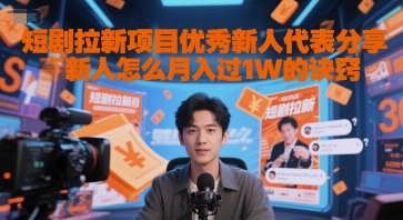短剧拉新项目优秀新人代表分享新人怎么月入过1W的诀窍-优品网赚资源库