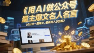 用AI做公众号流量主爆文名人名言，10分钟一篇爆文，最高月入5位数-优品网赚资源库