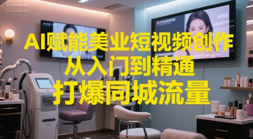 AI赋能美业短视频创作,从入门到精通,打爆同城流量,超级AI工具短视频实操落地-优品网赚资源库