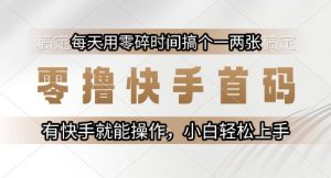 零撸快手首码，每天用零碎时间搞个一两张，有快手就能操作小白轻松上手【揭秘】-优品网赚资源库