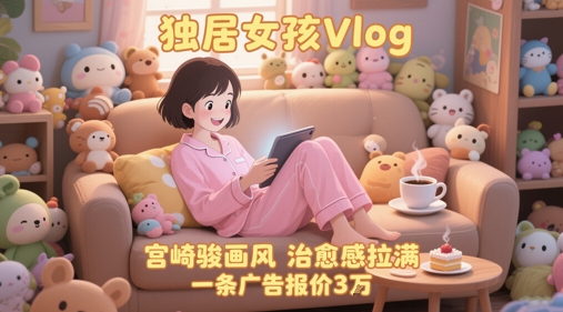 单个账号涨粉71W！用AI制作独居女孩Vlog，宫崎骏画风，治愈感拉满，一条广告报价3W-优品网赚资源库