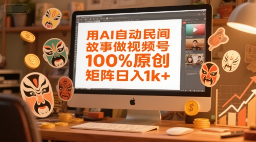 用AI自动民间故事做视频号，100%原创，矩阵日入1k+-优品网赚资源库
