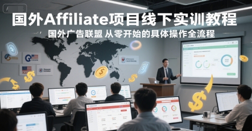 国外Affiliate项目线下实训教程，国外广告联盟从零开始的具体操作全流程-优品网赚资源库
