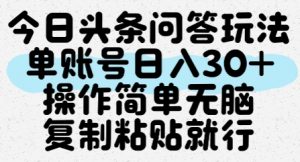 今日头条问答玩法,单账号日入30+,操作简单无脑复制粘贴就行-优品网赚资源库