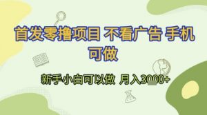 首发零撸项目 不看广告 手机可做 新手小白可以做  月入3k+【揭秘】-优品网赚资源库