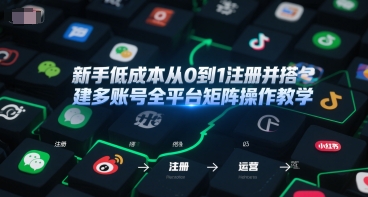 新手低成本从0到1注册并搭建多账号全平台矩阵操作教学，手机号-邮箱-IP-工具-优品网赚资源库