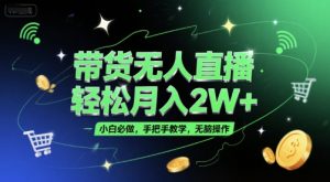 带货无人直播,轻松月入2W+,小白必做,手把手教学,无脑操作(附学习资料)-优品网赚资源库