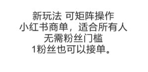 可矩阵操作，小红书商单新玩法，适合所有人，无需粉丝门槛，1粉丝也可以接单-优品网赚资源库