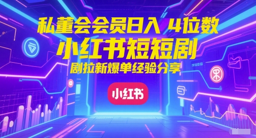 私董会会员日入4位数小红书红果短剧拉新爆单经验分享-优品网赚资源库