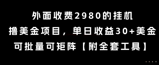 外面收费2980的挂G撸美金项目,单日收益30+美金,可批量可矩阵【揭秘】-优品网赚资源库