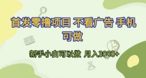 首发零撸项目 不看广告 手机可做 新手小白可以做 月入3k+【揭秘】-优品网赚资源库