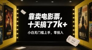 靠卖电影票，十天搞了7k+，小白无门槛上手，零投入【揭秘】-优品网赚资源库