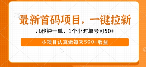 最新首码项目，操作最简单，收益高，一键拉新，1个小时单号可50+，小项目认真做每天5张+收益【揭秘】-优品网赚资源库