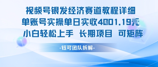 视频号银发经济赛道单账号实操单日实收1k+，小白轻松上手长期项目-优品网赚资源库