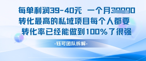 每单利润40一个月7k+转化最高的私域项目，每个人都要的产品转化率已经能做到100%-优品网赚资源库