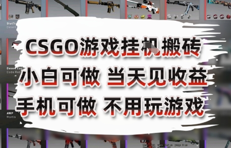 CSGO游戏挂G搬砖，小白纯手机即可操作，不用电脑打游戏，日入3张+，副业网创项目【揭秘】-优品网赚资源库