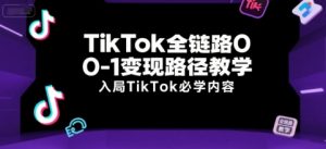 TikTok全链路0-1变现路径教学,入局TikTok必学内容-优品网赚资源库