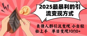 2025年最暴利的引流变现方式，负债人群引流变现，小白轻松上手，日入1k-优品网赚资源库