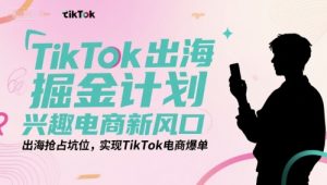 TikTok出海掘金计划，兴趣电商新风口，出海抢占坑位，实现TikTok电商爆单-优品网赚资源库