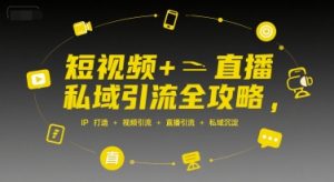 短视频+直播私域引流全攻略,IP打造 +视频引流 +直播引流 +私域沉淀-优品网赚资源库