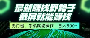 最新野路子截屏就能挣钱，无门槛，手机就能操作，日入5张【揭秘】-优品网赚资源库
