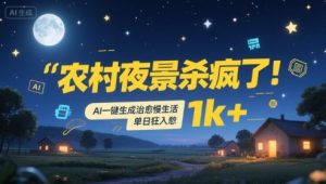 农村夜景杀疯了！AI一键生成治愈系慢生活，单日狂入1k+-优品网赚资源库
