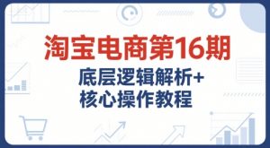 淘宝电商第16期，底层逻辑解析+核心操作教程，运营、推广提升能力的必学课程+配套资料-优品网赚资源库
