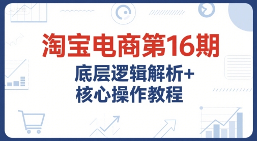 淘宝电商第16期，底层逻辑解析+核心操作教程，运营、推广提升能力的必学课程+配套资料-优品网赚资源库