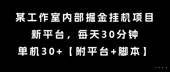 某工作室内部掘金挂G项目，新平台，每天30分钟，单机30+【揭秘】-优品网赚资源库