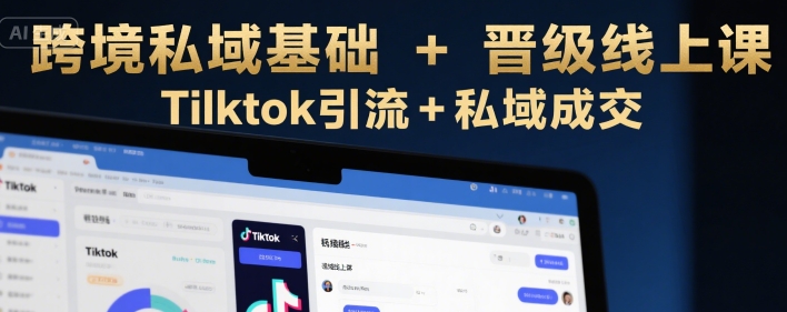 跨境私域基础+晋级线上课,Tilktok引流+私域成交-优品网赚资源库